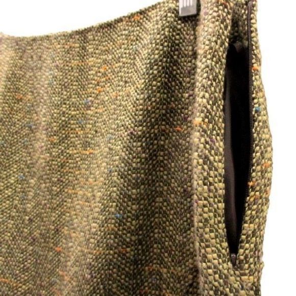 Oscar de la Renta Skirt Estilo Side Zip Gold Multicolor Fleck Tweed Lined SZ 8 - Picture 8 of 13